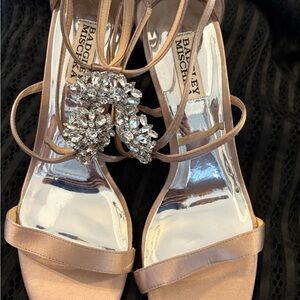 Badgley Mischka Champagne Crystal Embellished Heels